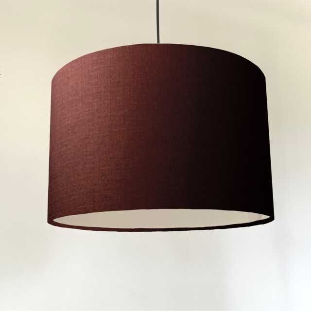 Coffee Brown Linen Drum Lampshade Textured Ceiling Light - image 1