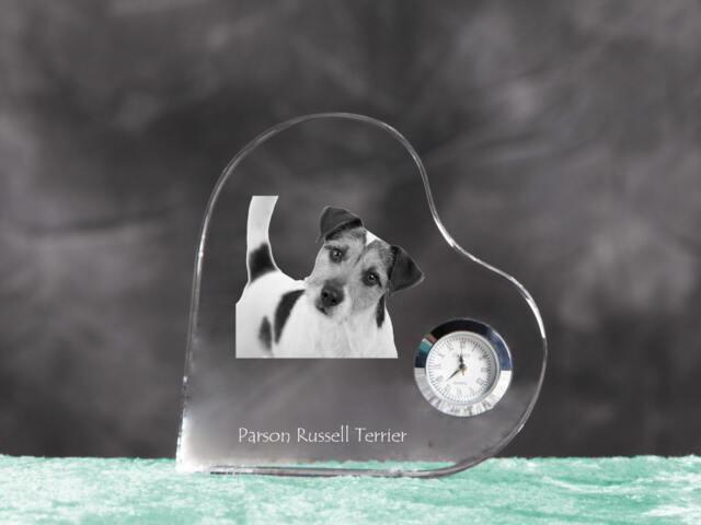 Parson Russell Terrier - Crystal Clock in The Shape Of A Heart With Image Pure-Bred Dog - image 1