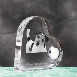 Parson Russell Terrier - Crystal Clock in The Shape Of A Heart With Image Pure-Bred Dog - thumbnail 3
