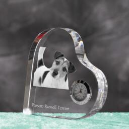Parson Russell Terrier - Crystal Clock in The Shape Of A Heart With Image Pure-Bred Dog - thumbnail 2