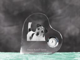 Parson Russell Terrier - Crystal Clock in The Shape Of A Heart With Image Pure-Bred Dog - thumbnail 1