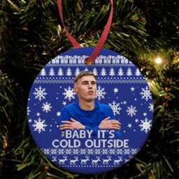 Baby It's Cold Outside Cole Palmer Chelsea Christmas Tree Decoration Flat Ceramic Bauble Blue