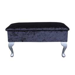 Medium Size Dressing Table Stool in A Shimmer Ebony Crushed Velvet Fabric - thumbnail 3