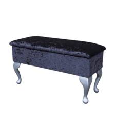 Medium Size Dressing Table Stool in A Shimmer Ebony Crushed Velvet Fabric