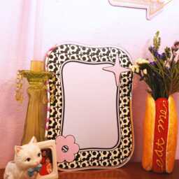Groovy Pattern Square Blob Mirror - Black & Cream - thumbnail 2