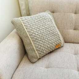 Gray Merino Wool Knit Pillow Square Roving Yarn Cushion