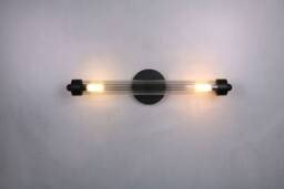 Double Black Prism Wall Light Brass Lighting Lamp Vanity Fixture, Sconce Mid Century , Vertical Model Ranor Design