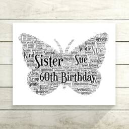 Personalised Butterfly Word Art Print Gift Wall Mum Teacher Mothers Day - thumbnail 2