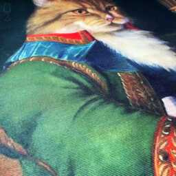 Royal Cat Painting Cushion Cover Double-Sided Chenille Throw Pillow - thumbnail 2