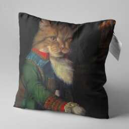 Royal Cat Painting Cushion Cover Double-Sided Chenille Throw Pillow - thumbnail 3