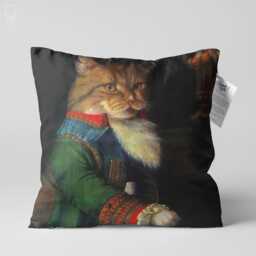 Royal Cat Painting Cushion Cover Double-Sided Chenille Throw Pillow - thumbnail 1