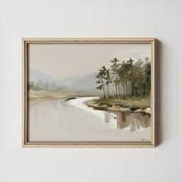 Misty River Poster, Pine Valley Print, Nature Wall Art, Paper - thumbnail 3