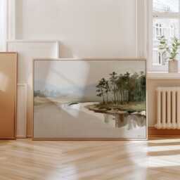 Misty River Poster, Pine Valley Print, Nature Wall Art, Paper - thumbnail 4