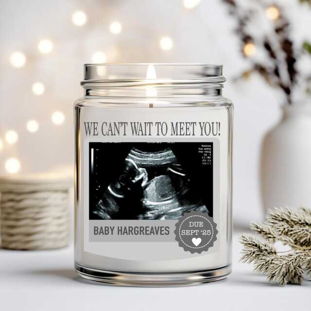 We Can't Wait To Meet You Candle Label L Printable Sticker Merry Christmas Labels Large Gift