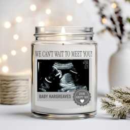 We Can't Wait To Meet You Candle Label L Printable Sticker Merry Christmas Labels Large Gift