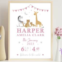 Personalized Baby Name Print - Nursery Animal Art - A4 Or PDF - thumbnail 2