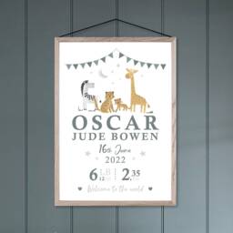 Personalized Baby Name Print - Nursery Animal Art - A4 Or PDF - thumbnail 3