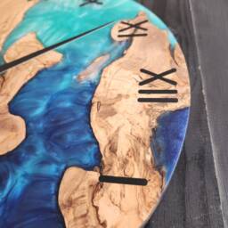 Custom Resin & Olive Wood Wall Clock Live Edge Rustic Decor - thumbnail 4