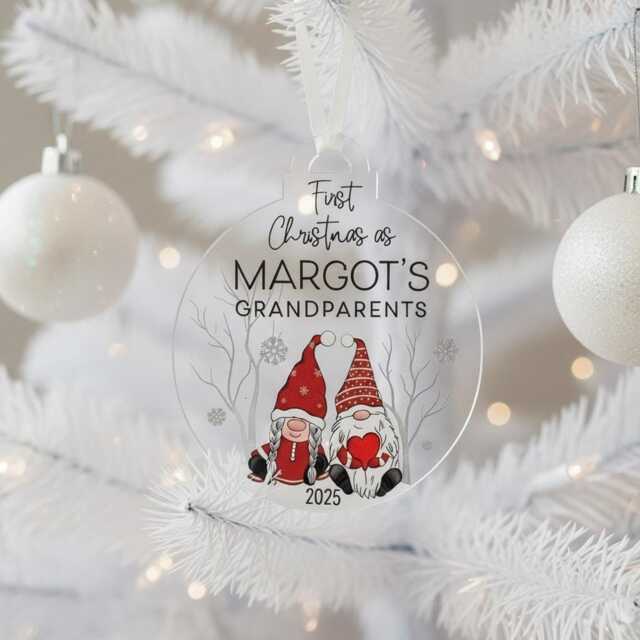 Personalised Grandparents' First Christmas 2025 Bauble - Custom Hanging Tree Ornament For New Grandma & Grandad - image 1