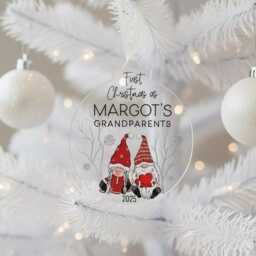 Personalised Grandparents' First Christmas 2025 Bauble - Custom Hanging Tree Ornament For New Grandma & Grandad - thumbnail 1