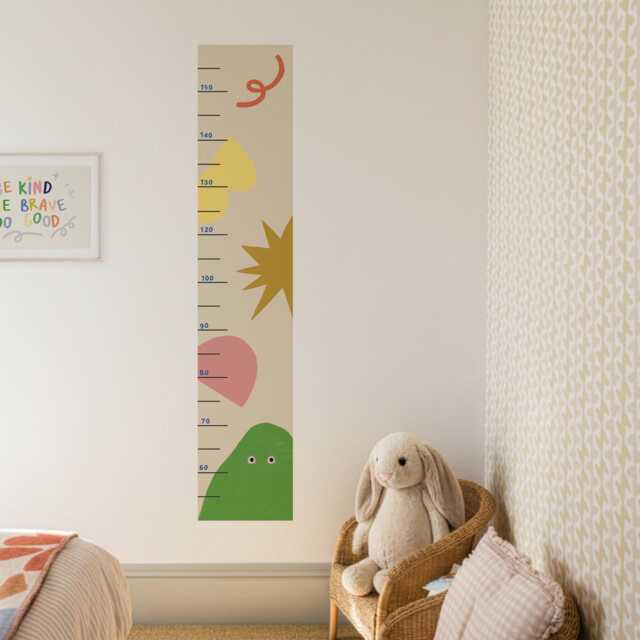 Abstract Shapes Fabric Height Chart - Repositionable Kids Wall Decor - image 1
