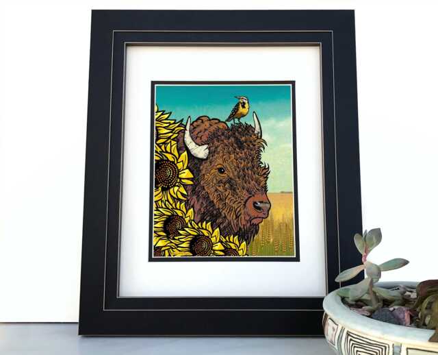 Buffalo Bison Art Print - Western Wildlife Wall Art, Rustic Cabin Decor - image 1