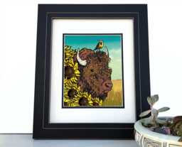 Buffalo Bison Art Print - Western Wildlife Wall Art, Rustic Cabin Decor - thumbnail 1