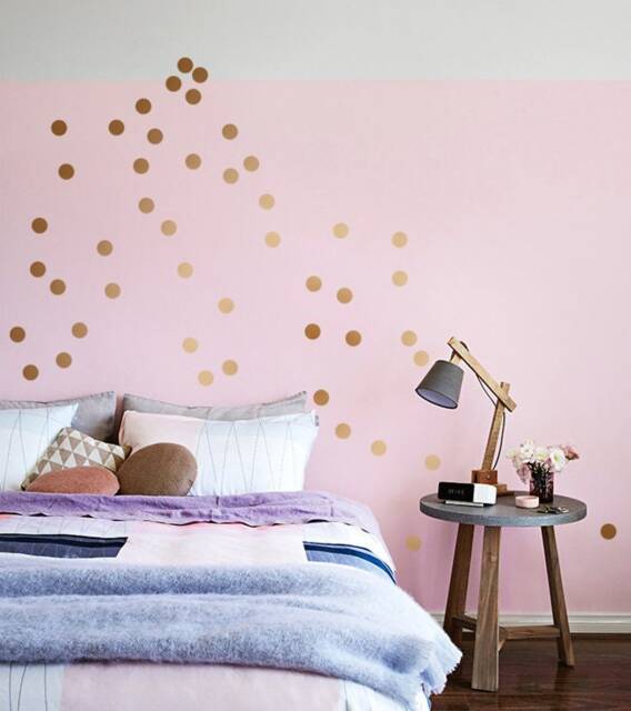 Copper Wall Sticker Polka Dots, Confetti Dot Decals A 5 cm, Metallic Silk-Matt Easy Peel & Stick, Bed - & Kids-Room-Decor - image 1