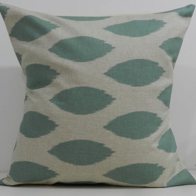 New 18x18 Inch Designer Handmade Pillow Case in Eaton Blue Ikat