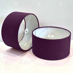 New Handmade Plum Purple Velvet Drum Lamp Shade Suitable For Tables & Ceilings With White Lining All Shapes Available Sizes On Demand - thumbnail 2