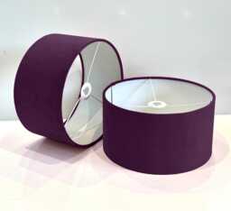 New Handmade Plum Purple Velvet Drum Lamp Shade Suitable For Tables & Ceilings With White Lining All Shapes Available Sizes On Demand