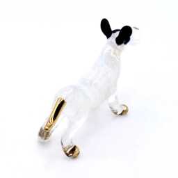 Hand Blown Glass Miniature Dog Animal Bull Terrier Little Black White Figurine Statue Tiny Decoration Collectible Small Craft Figure Deco - thumbnail 3