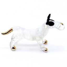 Hand Blown Glass Miniature Dog Animal Bull Terrier Little Black White Figurine Statue Tiny Decoration Collectible Small Craft Figure Deco - thumbnail 2