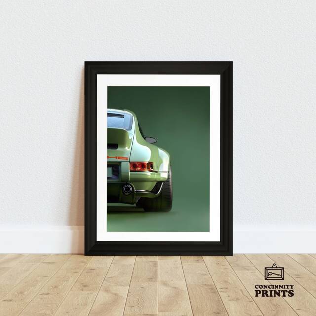 Singer Porsche Print - Retro Vintage Rear View A3 A4 Framed Poster Wall Art - image 1