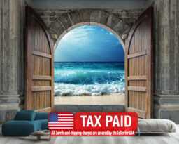 Ocean View Castle Door Wallpaper Mural, Peel & Stick Art Print - thumbnail 1