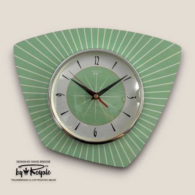 Jadeite Green Atomic Wall Clock Mid-Century French Style - image 1
