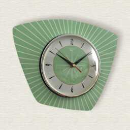 Jadeite Green Atomic Wall Clock Mid-Century French Style - thumbnail 2
