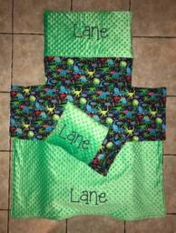 Custom Embroidered Dinosaur Nap Mat Cover, Blanket, Pillow & Case