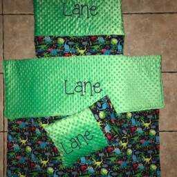 Custom Embroidered Dinosaur Nap Mat Cover, Blanket, Pillow & Case - thumbnail 2