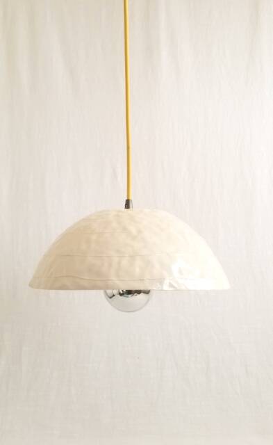 Dome Pendant Light. Handmade Ceramic. White With Plug-In Cord Or Hardwire Ready - image 1
