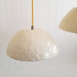Dome Pendant Light. Handmade Ceramic. White With Plug-In Cord Or Hardwire Ready - thumbnail 2