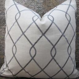 3Bm Designer Pillow Cover - 10 X 20 Riley Embroidered Scroll Gray - thumbnail 2