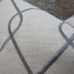 3Bm Designer Pillow Cover - 10 X 20 Riley Embroidered Scroll Gray - thumbnail 3