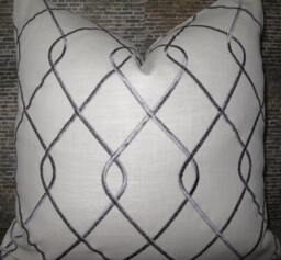 3Bm Designer Pillow Cover - 10 X 20 Riley Embroidered Scroll Gray - thumbnail 1