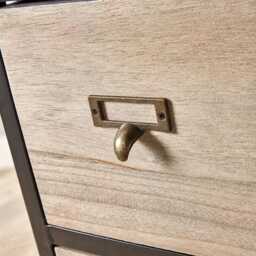 Chest 5 Drawers Tall Storage Unit Rustic Brown Metal Legs Home - thumbnail 4