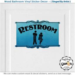 Wood Bathroom Restroom Door Sign Airbrush Paint Art Work Wall Sticker Decor118W