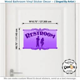Wood Bathroom Restroom Door Sign Airbrush Paint Art Work Wall Sticker Decor118W - thumbnail 3
