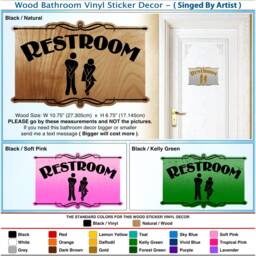 Wood Bathroom Restroom Door Sign Airbrush Paint Art Work Wall Sticker Decor118W - thumbnail 2