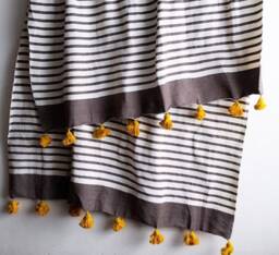 Moroccan Blanket, Pom Blankets Bed Spread Moroccan Throw Blanket Cotton Bedding Berber Decor - thumbnail 3