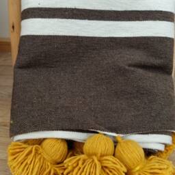 Moroccan Blanket, Pom Blankets Bed Spread Moroccan Throw Blanket Cotton Bedding Berber Decor - thumbnail 4